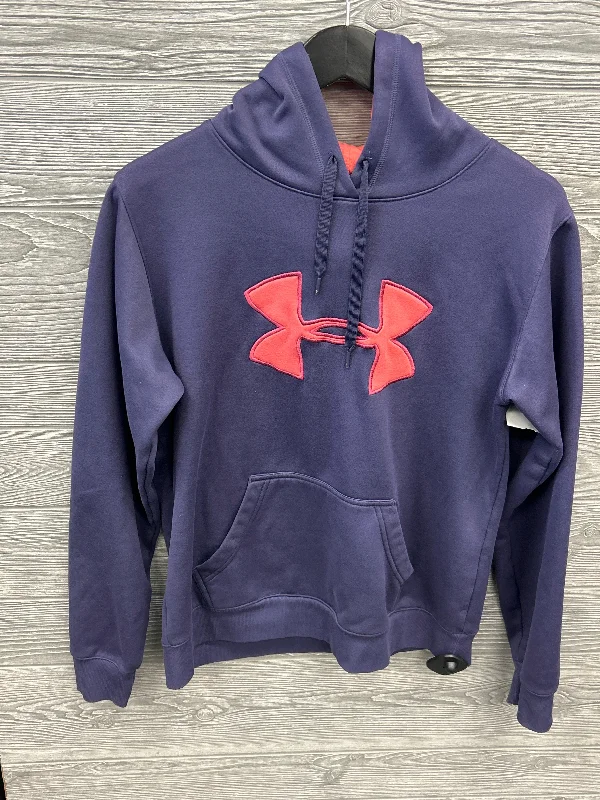 Pinstripe fleece sweatshirts black -Athletic Sweatshirt Hoodie By Under Armour In Purple, Size: M