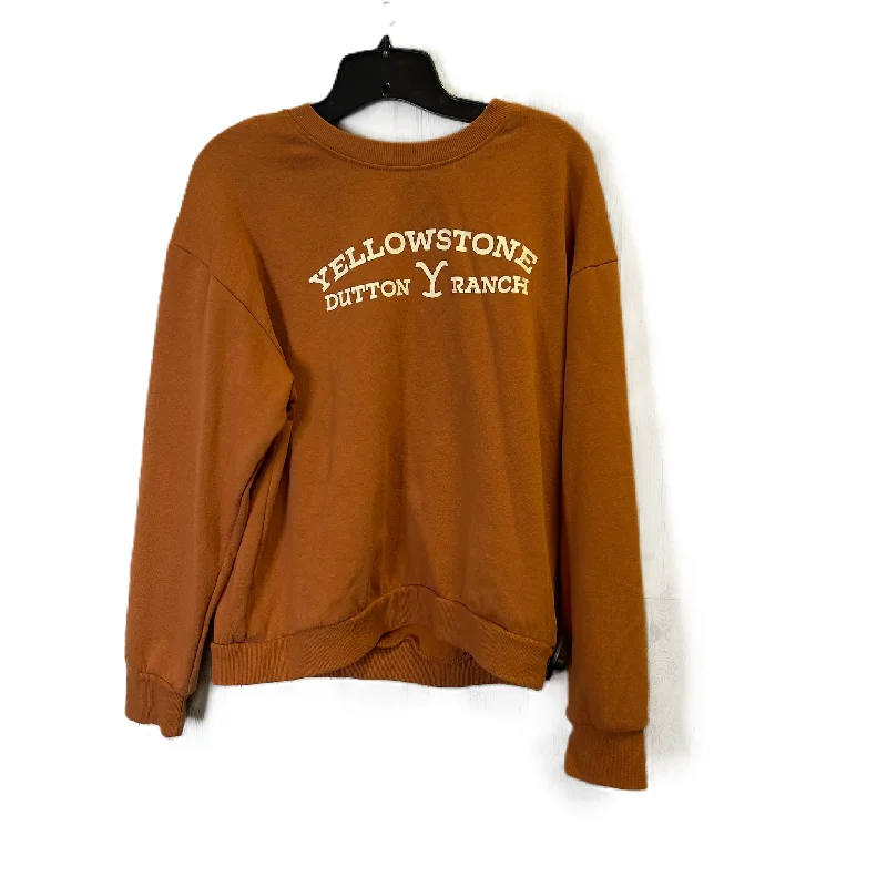 Oversized cotton sweatshirts grey -Sweatshirt Crewneck By Clothes Mentor In Orange, Size: M