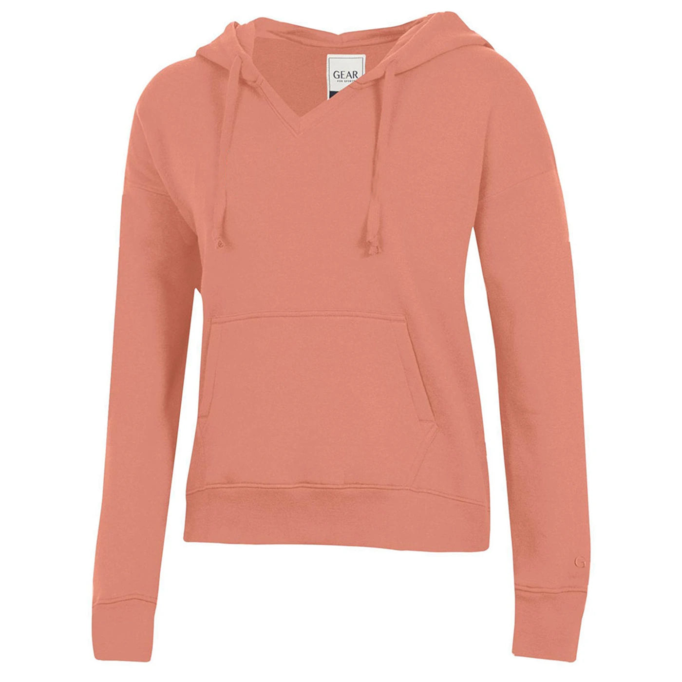 Long fleece hoodie beige -Pink Hooded Sweatshirt