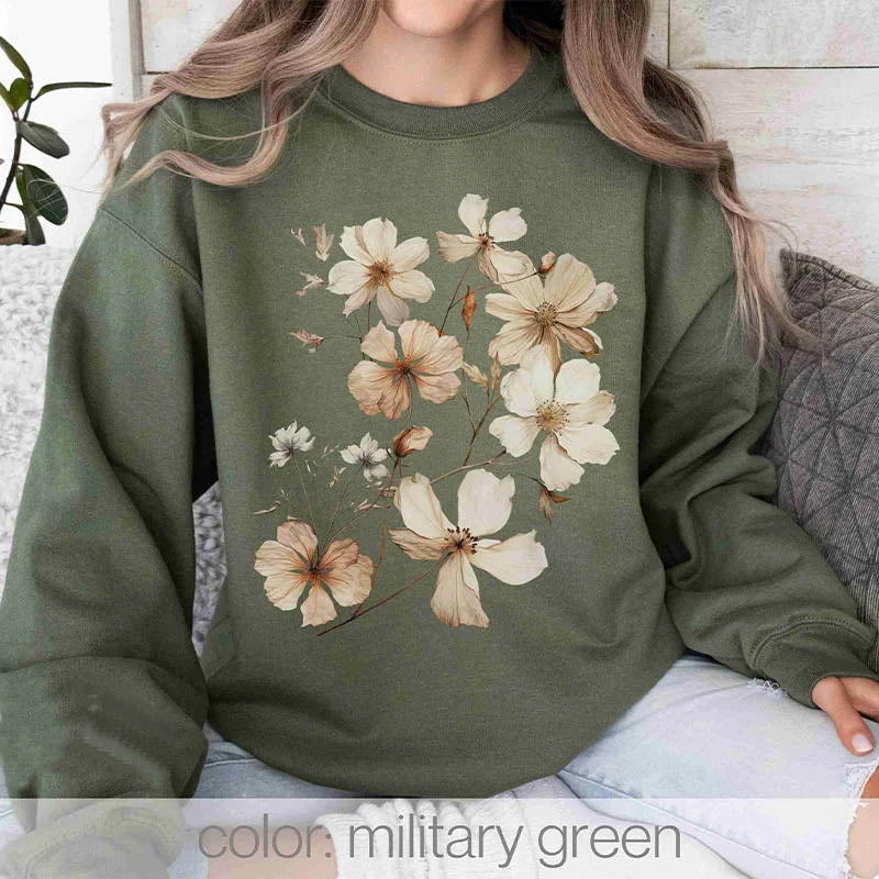 Textured cotton sweatshirts tan -Winte Wildflowers Minimalist Sweatshirt