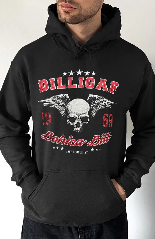 Fringe fleece hoodie navy -Death before dishonor Pullover Hoodie