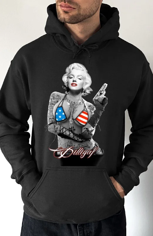 Tie-dye fleece hoodie navy -Marilyn Pissed Off Attitude Pullover Hoodie