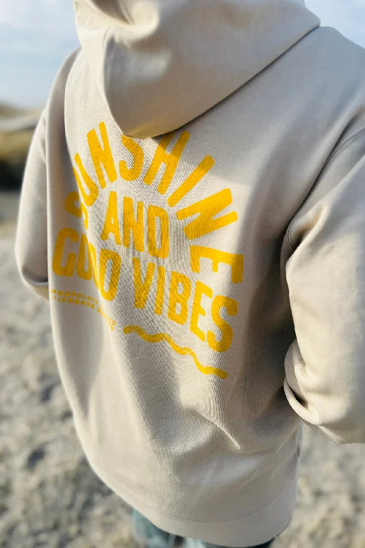 Satin cotton hoodie black -Hoodie "Sunshine and Good Vibes"