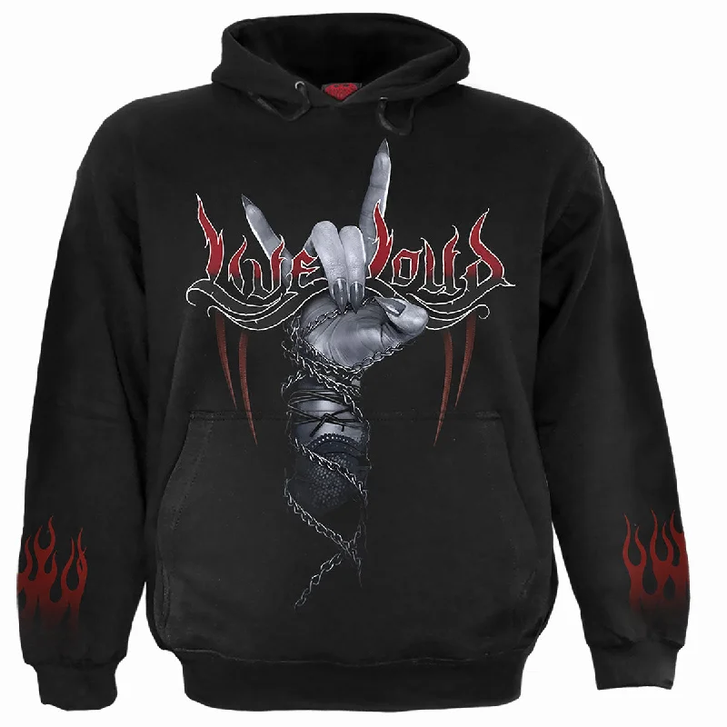 Chenille pullover hoodie red -ROCK LOUD - Hoody Black