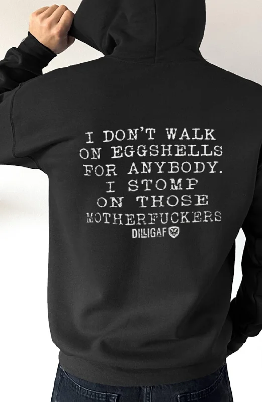 Tie-dye fleece hoodie black -I don't walk on eggshells Pullover Hoodie