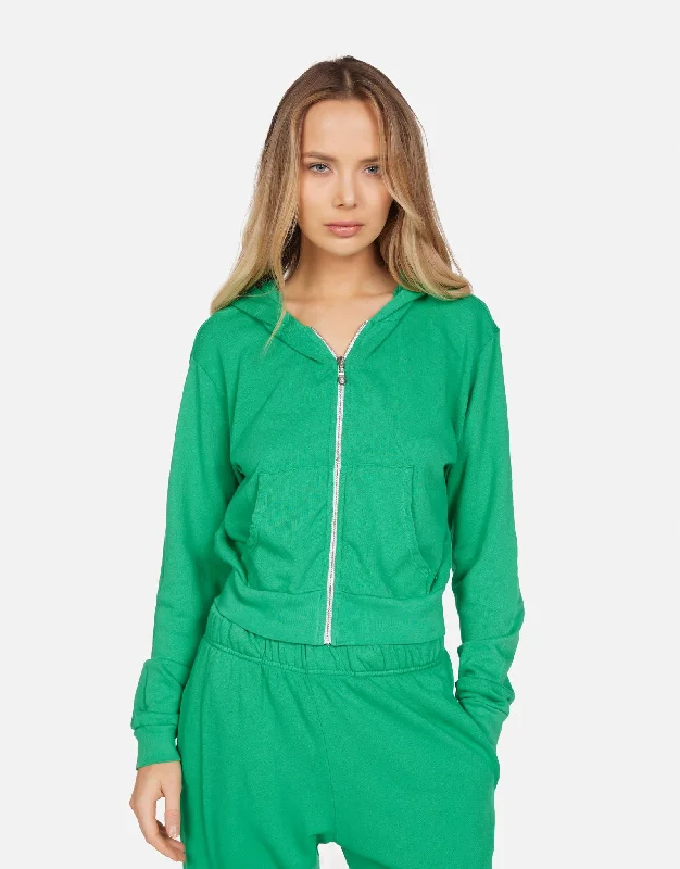 Pinstripe cotton hoodie green -Bowman Green Apple