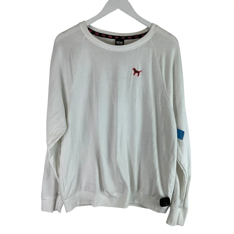 Hoodless fleece sweatshirts grey -Sweatshirt Crewneck By Pink In White, Size: L