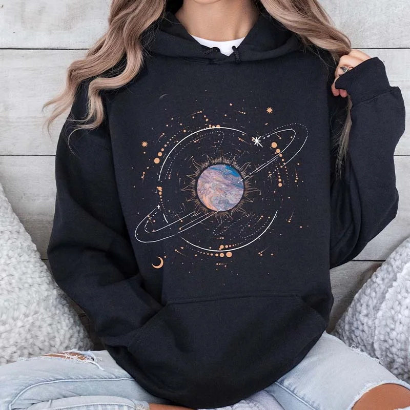 Chenille hoodie cozy pink -Black Galaxy Space Hoodie