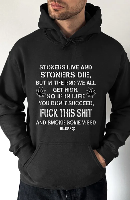 Fringe cotton hoodie tan -Stoners Live and Stoners Die Pullover Hoodie