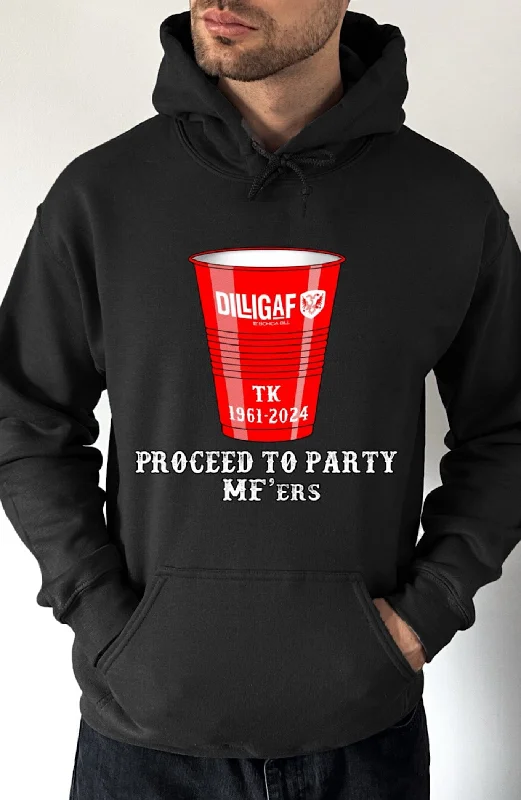 Cropped hoodie ribbed black -Proceed To Party Pullover Hoodie