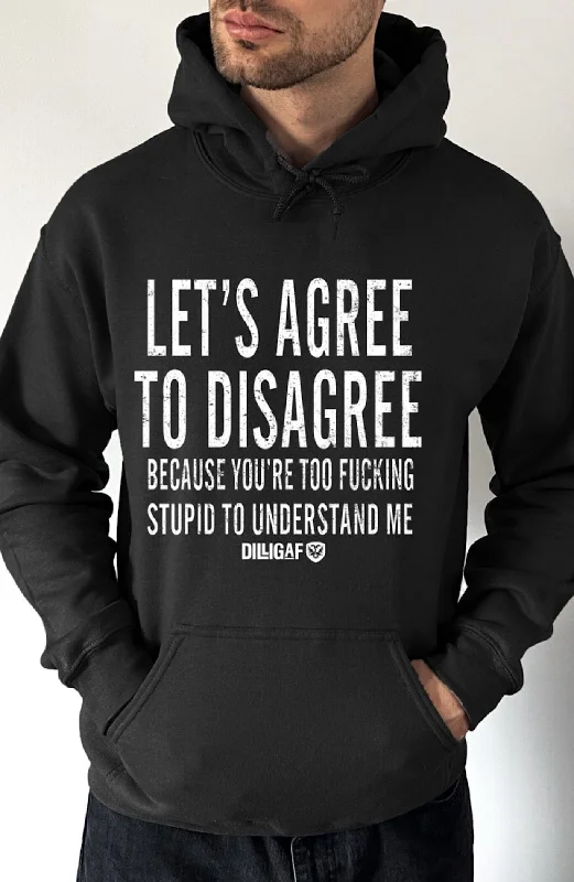 Striped cotton hoodie grey -Agree to Disagree Pullover Hoodie