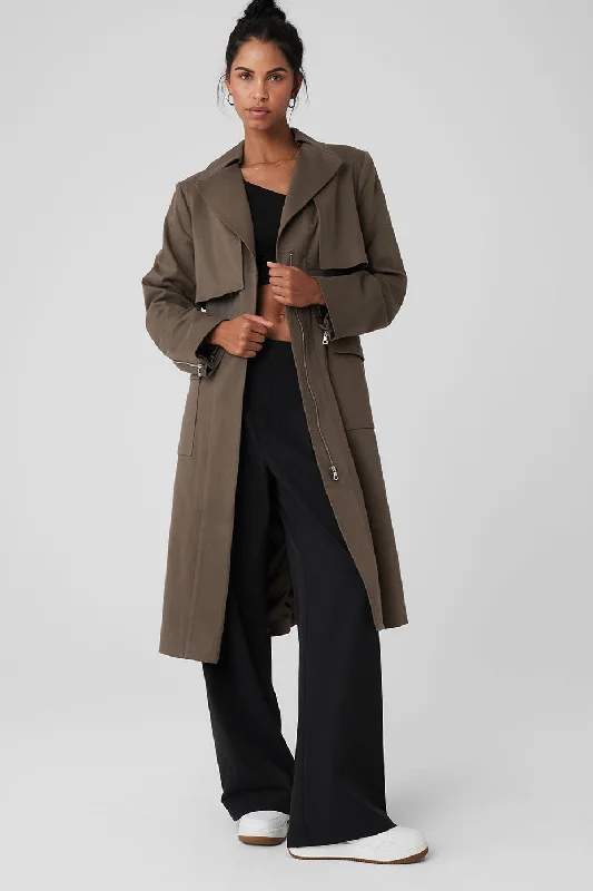 Longline quilted jacket beige -Formation Trench Coat - Olive Tree