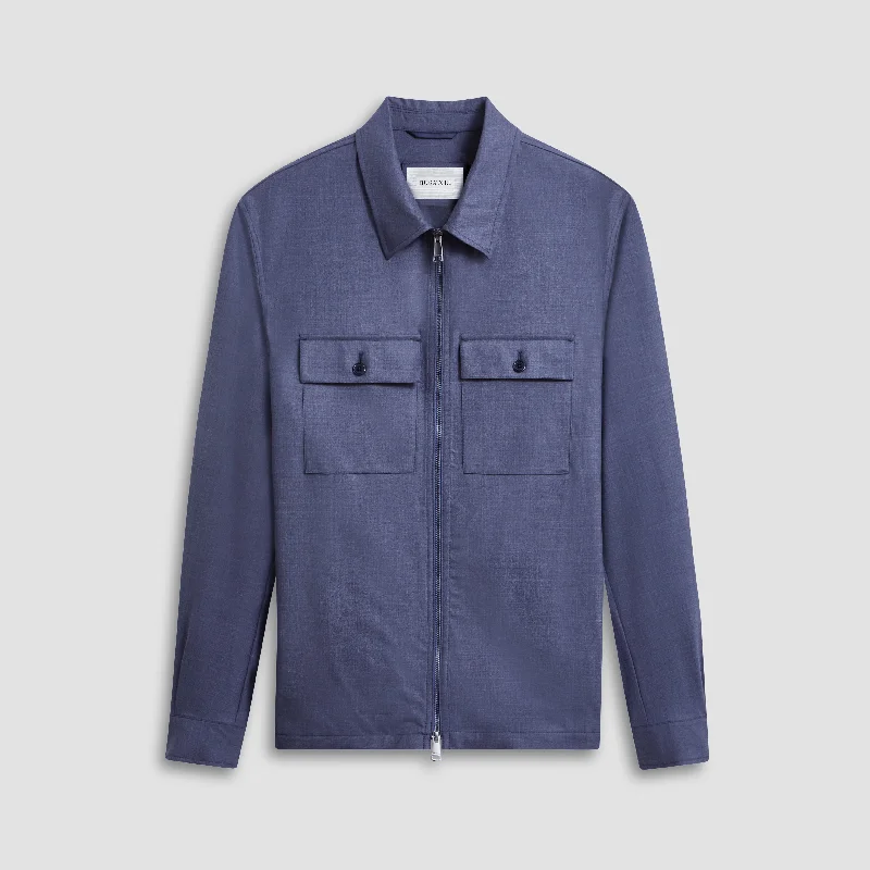 Utility rain jacket navy -Stretch Wool Travel Shirt Jacket