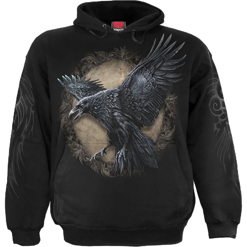 Velvet pullover hoodie tan -RAVEN WISE - Hoody Black