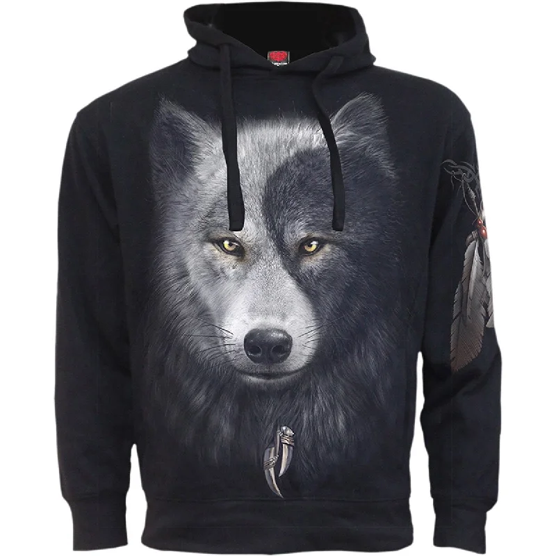 Textured cotton hoodie navy -WOLF CHI - Side Pocket Hoody Black