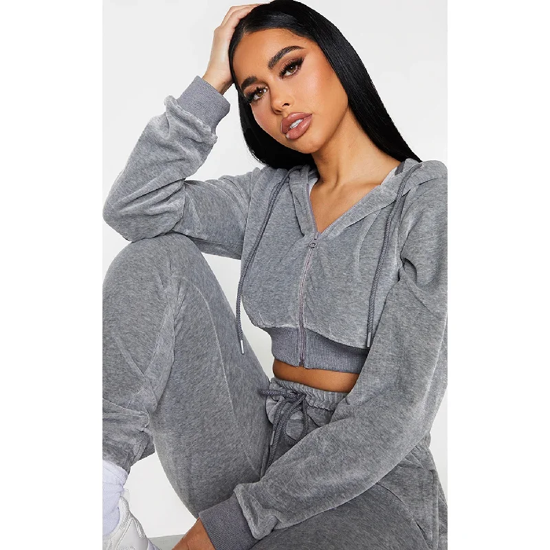 Neon violet hoodie bright -PTL Grey Cropped Hoodie