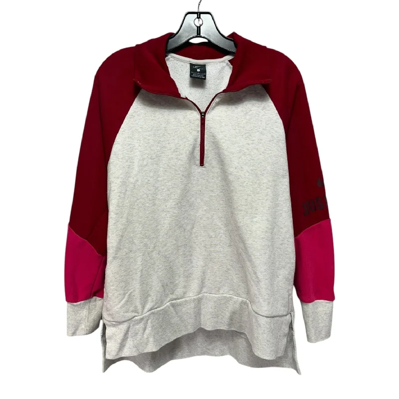 Plaid cotton sweatshirts blue -Athletic Sweatshirt Crewneck By Nike Apparel In Red, Size: L