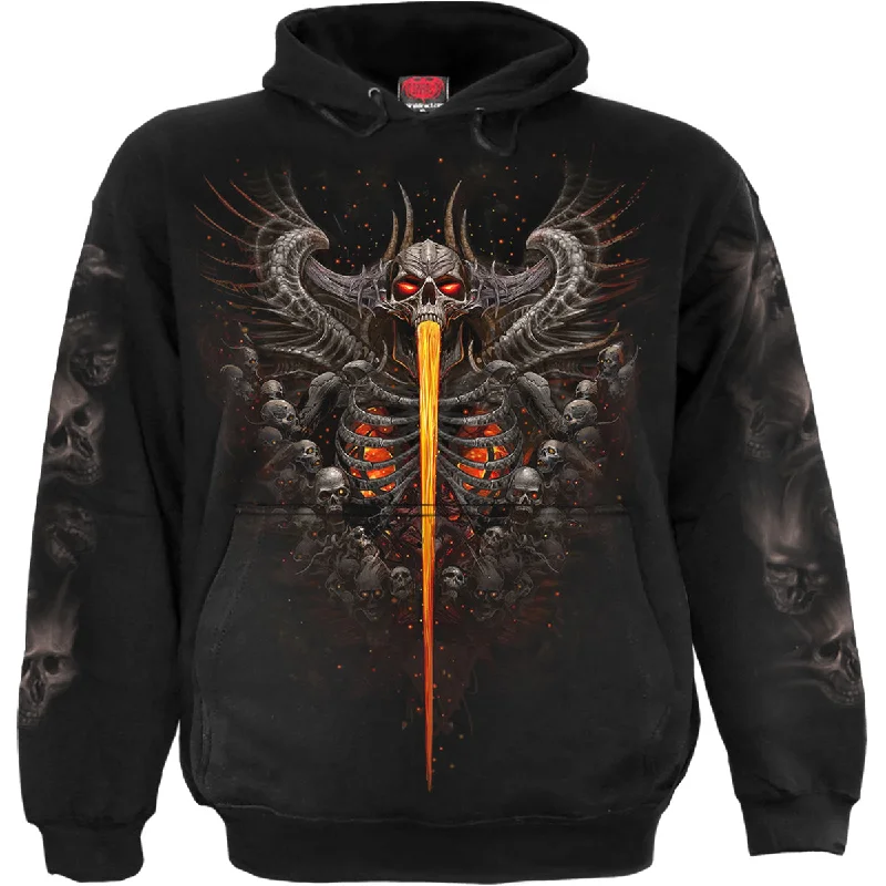 Zip-up cotton hoodie tan -GATES OF HELL - Hoody Black