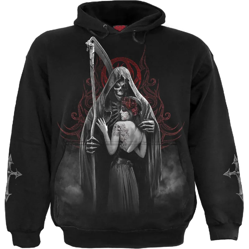 Chenille pullover hoodie grey -DEAD KISS - Hoody Black