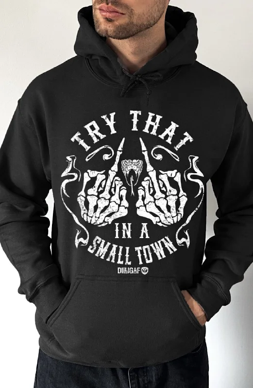 Velvet hoodie plush black -Try That In A Small Town/ Snake Pullover Hoodie