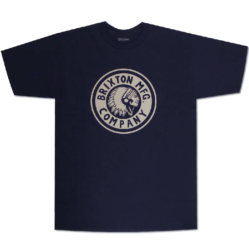 tourist fun t-shirts -Brixton Rival T-Shirt Navy White