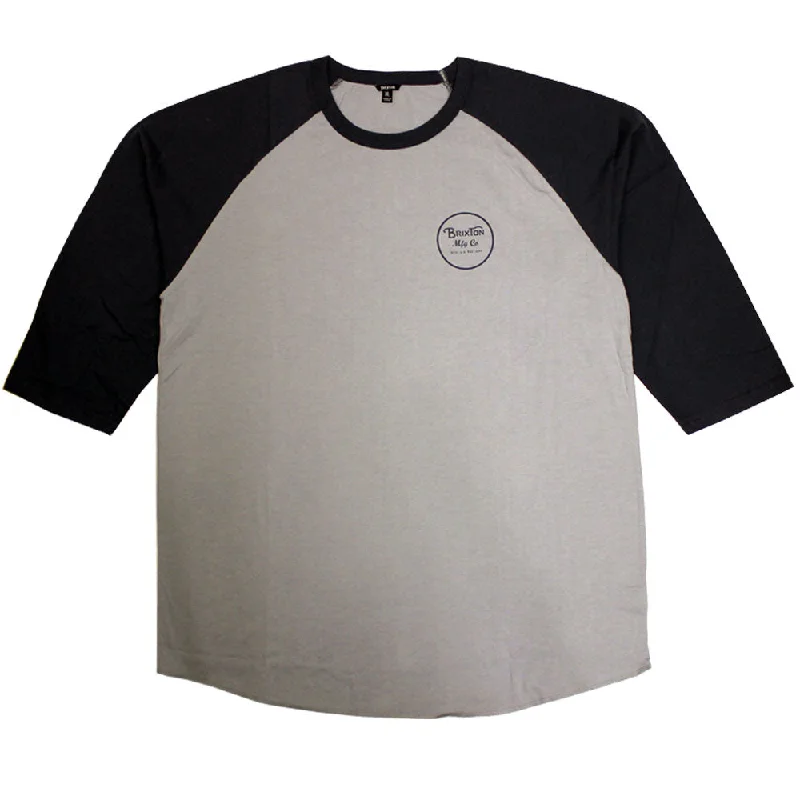 hand weave t-shirts -Brixton Wheeler 3/4 Sleeve Baseball T-Shirt Navy