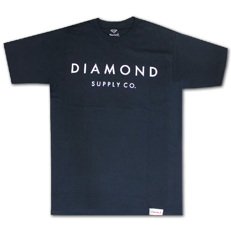 tech geek t-shirts -Diamond Supply Co Stone Cut Premium Cotton T-shirt Navy