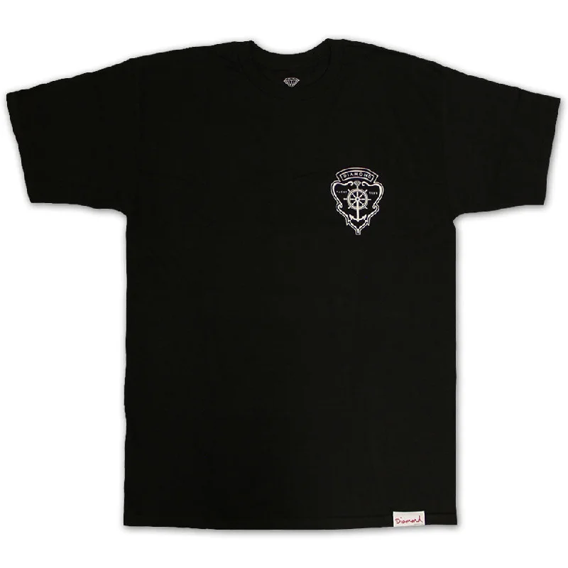 pleat detail t-shirts -Diamond Supply Co Yacht Crest T-shirt Black