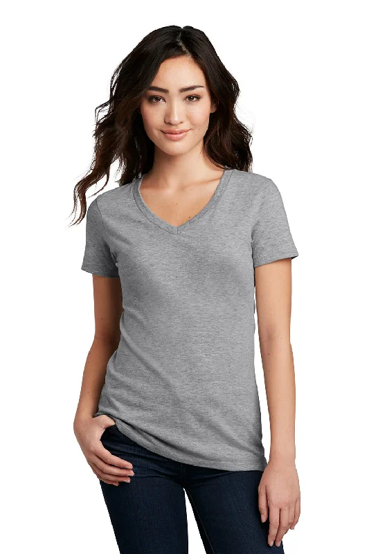 mix stitch t-shirts -District Womens Perfect Blend Short Sleeve V-Neck T-Shirt - Heather Light Grey