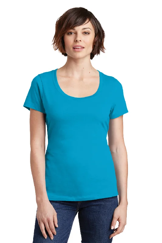 school spirit t-shirts -District Womens Perfect Weight Short Sleeve Scoop Neck T-Shirt - Bright Turquoise Blue - Closeout