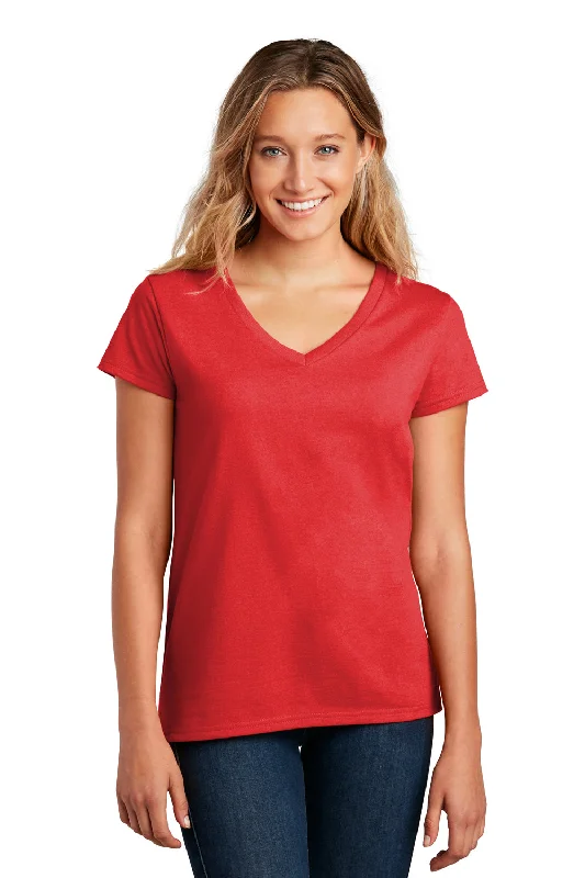 chest pocket t-shirts -District Womens Re-Tee Short Sleeve V-Neck T-Shirt - Ruby Red