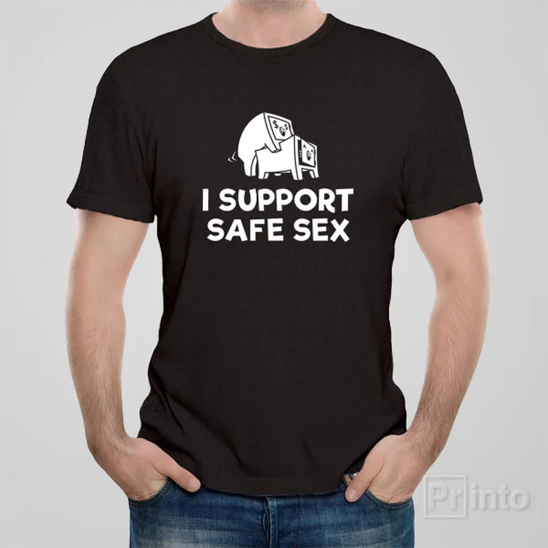 seasonal print t-shirts -I support safe sex