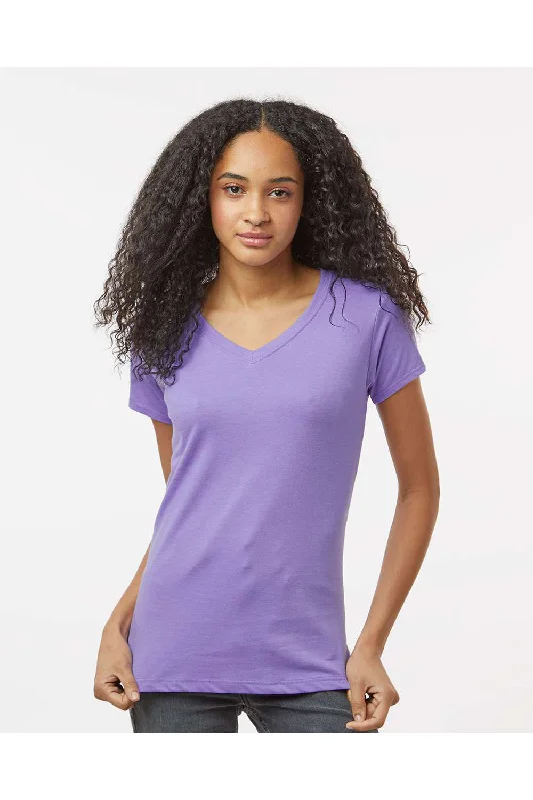 wedding vibe t-shirts -Kastlfel Womens Recycled Soft Short Sleeve V-Neck T-Shirt - Violet Purple