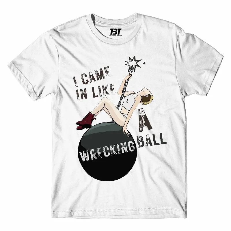 curved hem t-shirts -Miley Cyrus T shirt - Wrecking Ball