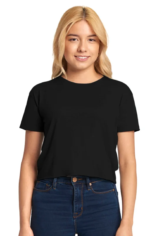 olive green t-shirts -Next Level Womens Festival Cali Crop Short Sleeve Crewneck T-Shirt - Black