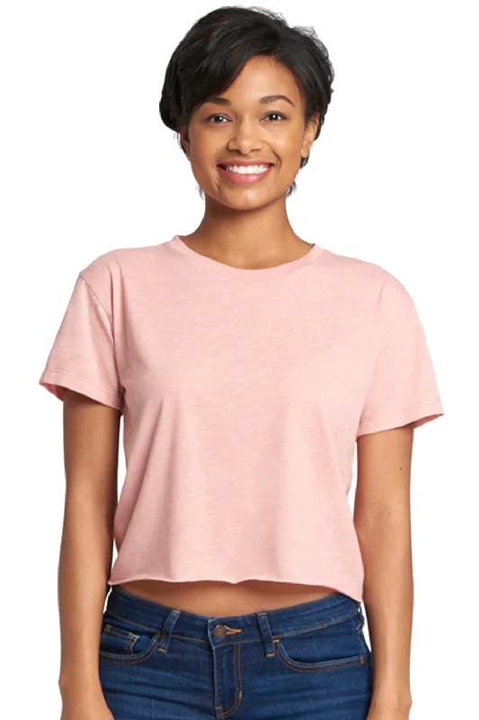 navy graphic t-shirts -Next Level Womens Festival Cali Crop Short Sleeve Crewneck T-Shirt - Desert Pink