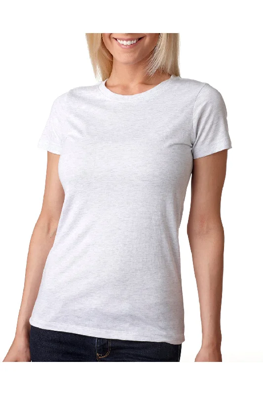 square pleat t-shirts -Next Level Womens Jersey Short Sleeve Crewneck T-Shirt - Heather White