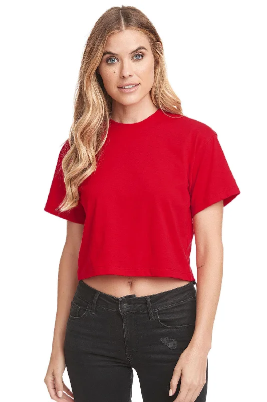 team vibe t-shirts -Next Level Womens Ideal Crop Short Sleeve Crewneck T-Shirt - Red