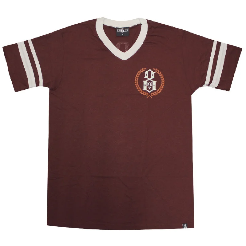 leopard print t-shirts -Rebel8 Laurels Jersey T-Shirt Burgundy