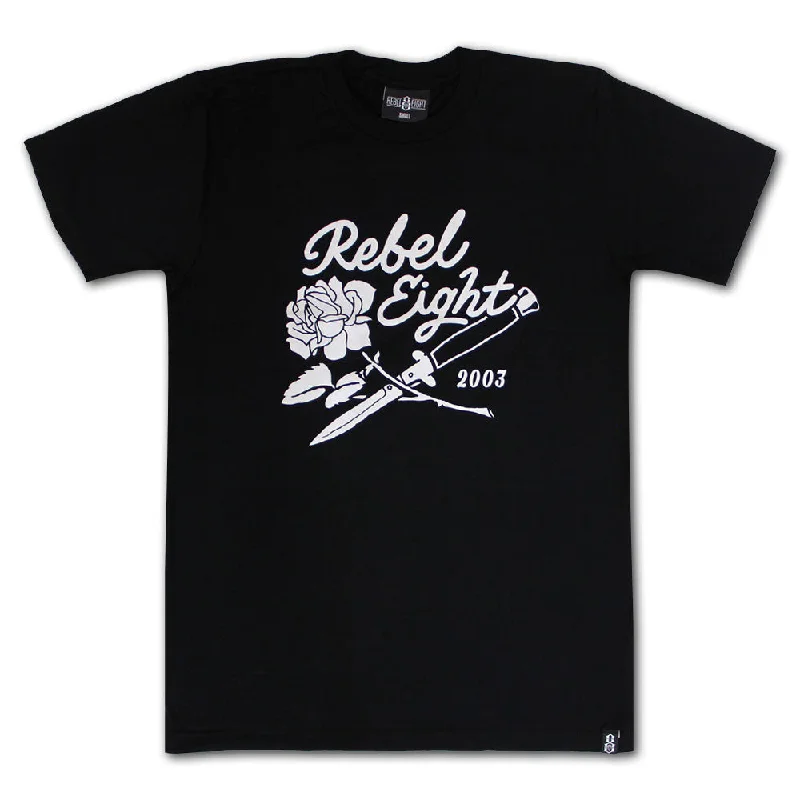 ice hockey t-shirts -Rebel8 Rose And Daggers T-shirt Black