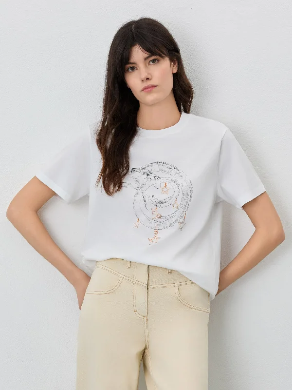 club cut t-shirts -Regular Fit T-shirt In Organic Cotton With Capricorn Sign