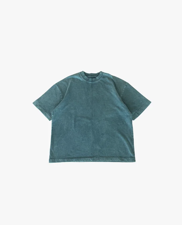 past zip t-shirts -SIGNATURE BLANK T-SHIRT - WASHED GREEN