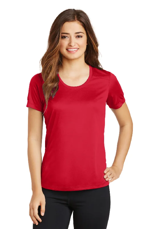 milestone year t-shirts -Sport-Tek Womens Elevate Moisture Wicking Short Sleeve Scoop Neck T-Shirt - True Red - Closeout