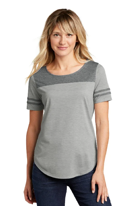 double layer t-shirts -Sport-Tek Womens Fan Moisture Wicking Short Sleeve Crewneck T-Shirt - Heather Light Grey/Heather Dark Grey