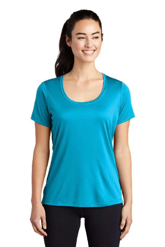 city street t-shirts -Sport-Tek Womens Moisture Wicking Short Sleeve Scoop Neck T-Shirt - Sapphire Blue