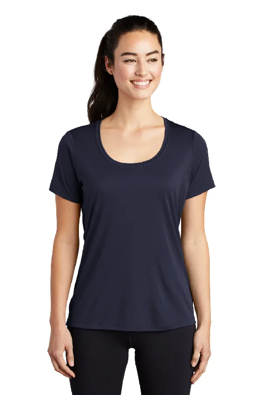 film fan t-shirts -Sport-Tek Womens Moisture Wicking Short Sleeve Scoop Neck T-Shirt - True Navy Blue