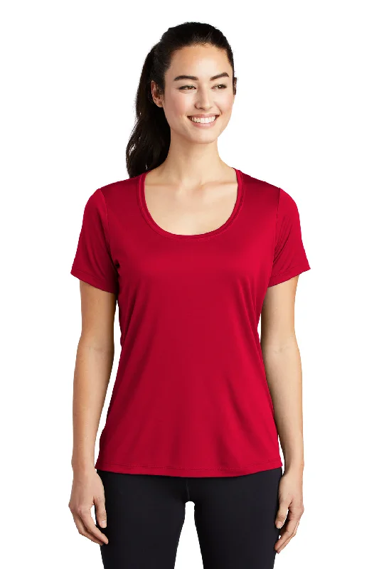 wanderlust t-shirts -Sport-Tek Womens Moisture Wicking Short Sleeve Scoop Neck T-Shirt - True Red