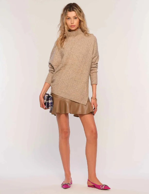 Plaid cotton pullover sweater tan -amia sweater