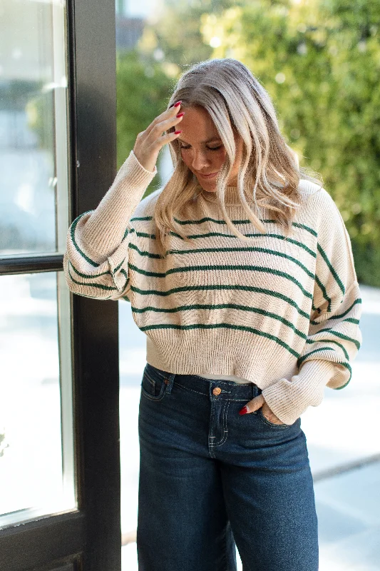 Cropped knit pullover sweater pink -Avila Cropped Sweater