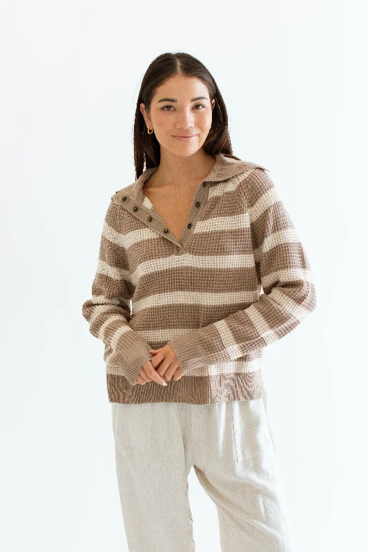 Lace knit pullover sweater tan -Chandler Sweater